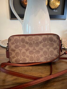 Coach Kira Tan/Brown Signature Canvas Crossbody